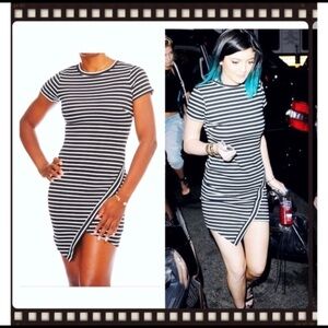 Tea n Cup Asymmetrical White and Black Dress